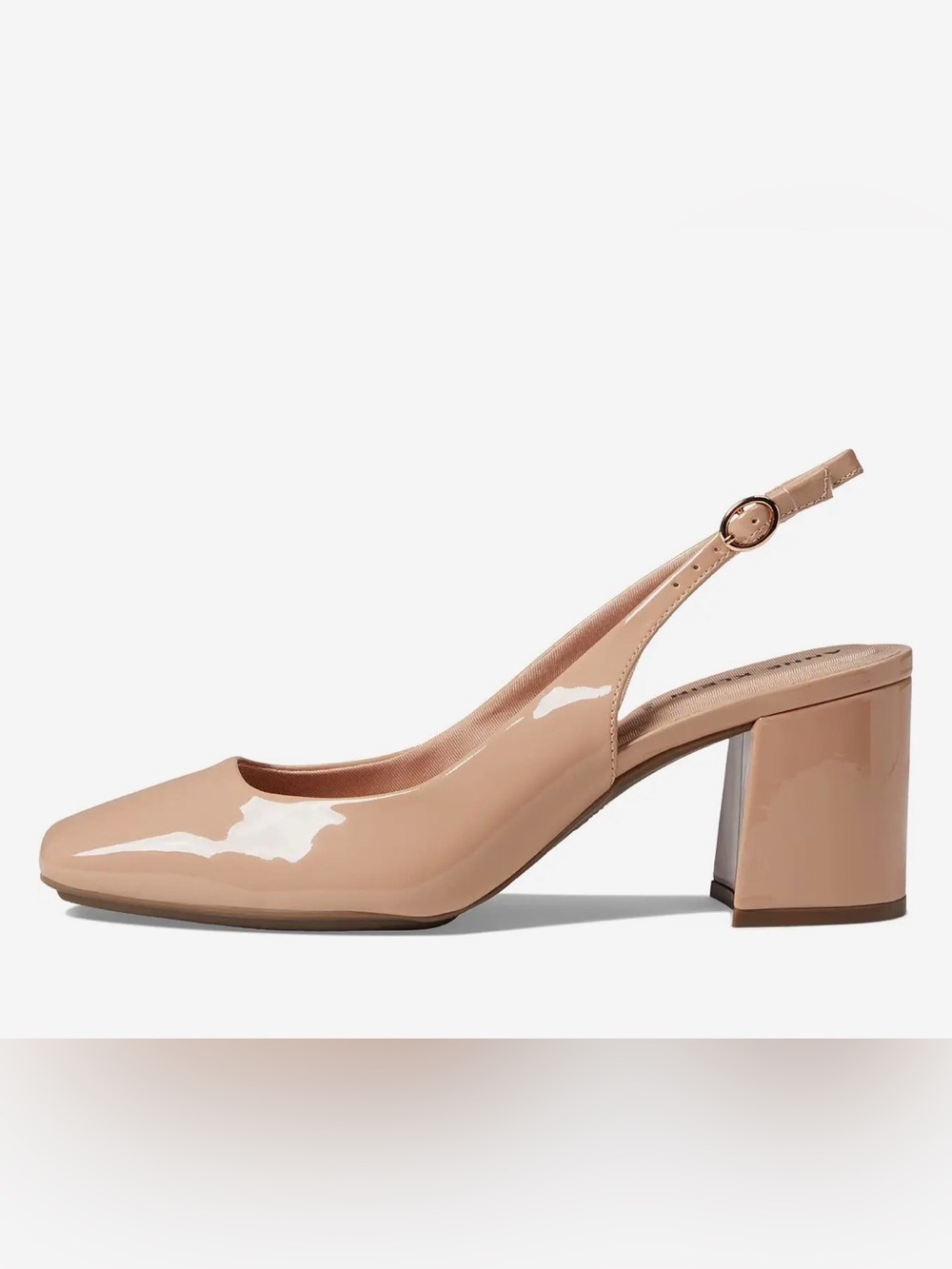 Anne Klein Nude Patent Slingback Block Heel Pumps